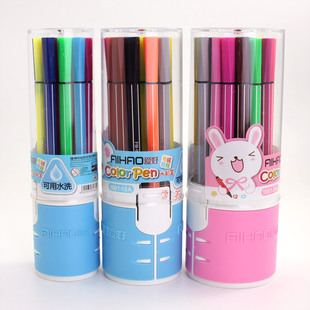 包邮爱好1661布绒娃娃水彩笔 12 18 24色可水洗儿童涂鸦绘画笔