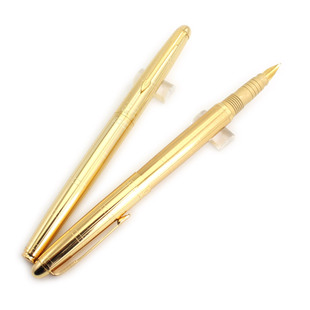 刻花明尖钢笔 威雅式 土豪金 永生815镀金铜杆铱金笔 98年全新库存