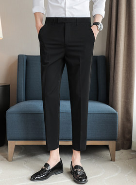 男款裤子冬英伦风修身西装男商务休闲长裤垂感九分小脚直筒1016r