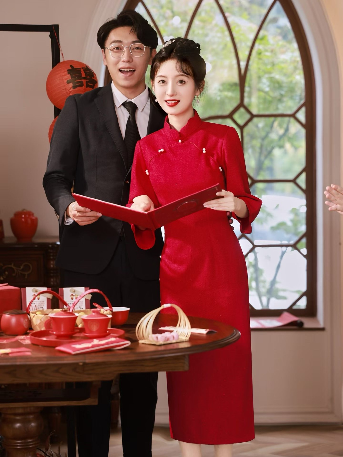 2025新款红色改良旗袍新娘结婚敬酒服订婚宴气质优雅礼服加棉