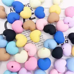 Acrylic Texture Paint Vertical Hole Chubby Heart Handmade Beading DIY Phone Chain Keychain Loose Beads Material Small Charms