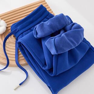 男士 地中海蓝加绒加厚卫裤 运动裤 秋冬保暖休闲长裤 男束口2024新款