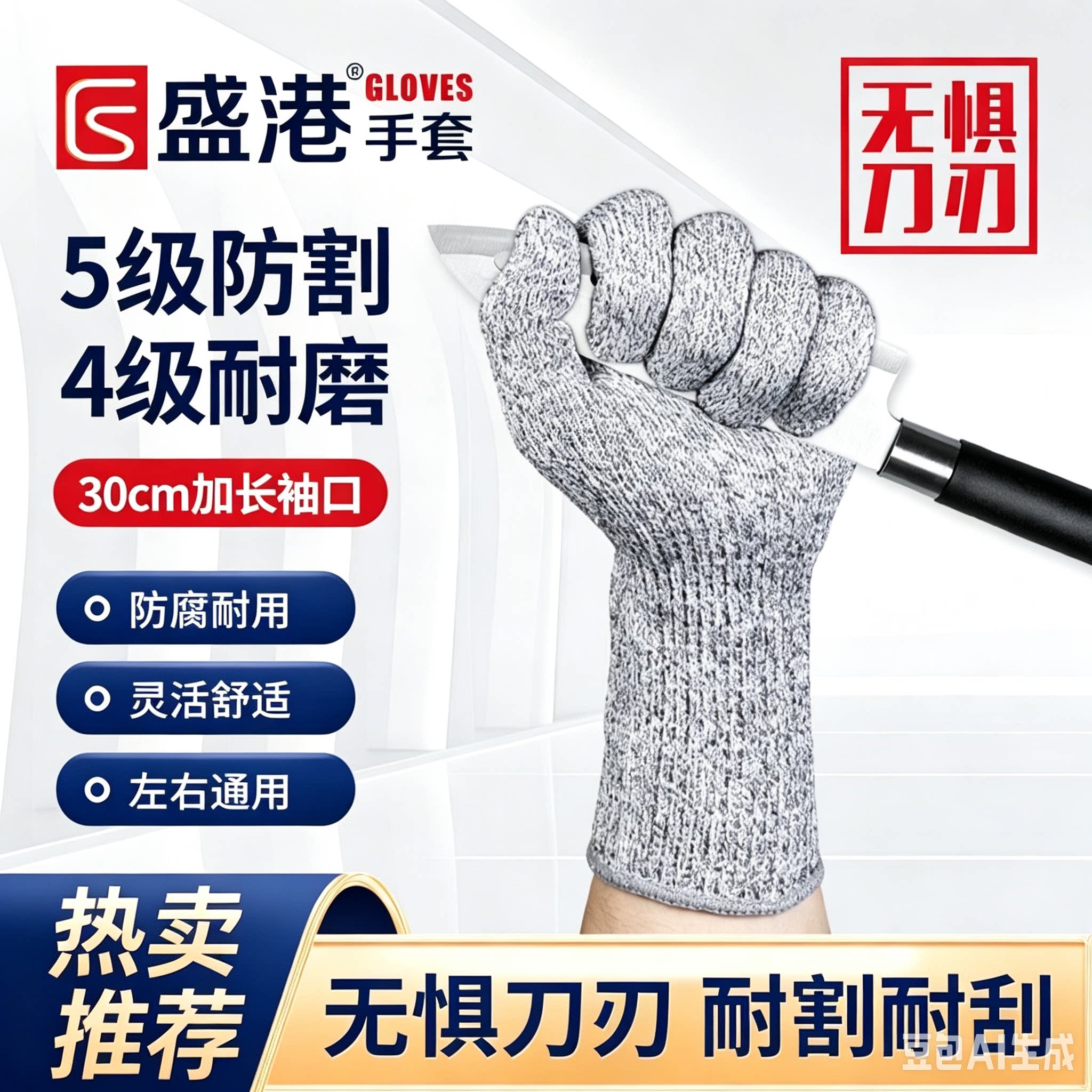 杀鱼专用手套防水防刺加厚防割耐磨赶海抓鱼洗海鲜劳保防护手套