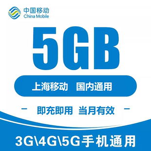 不可提速 可跨月 当月有效 上海移动5G手机通用上网流量叠加包