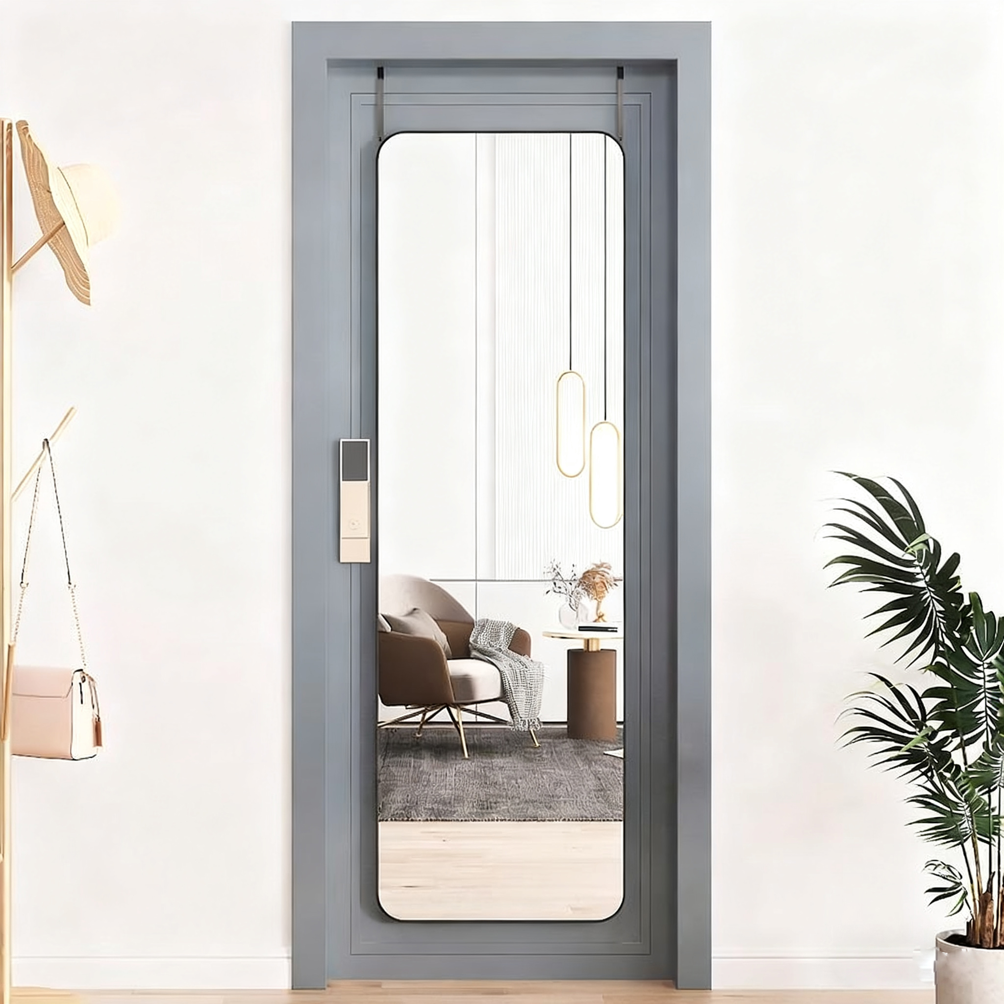 学生挂门镜子卧室门后镜全身穿衣镜贴墙自粘壁挂家用挂墙试衣宿舍