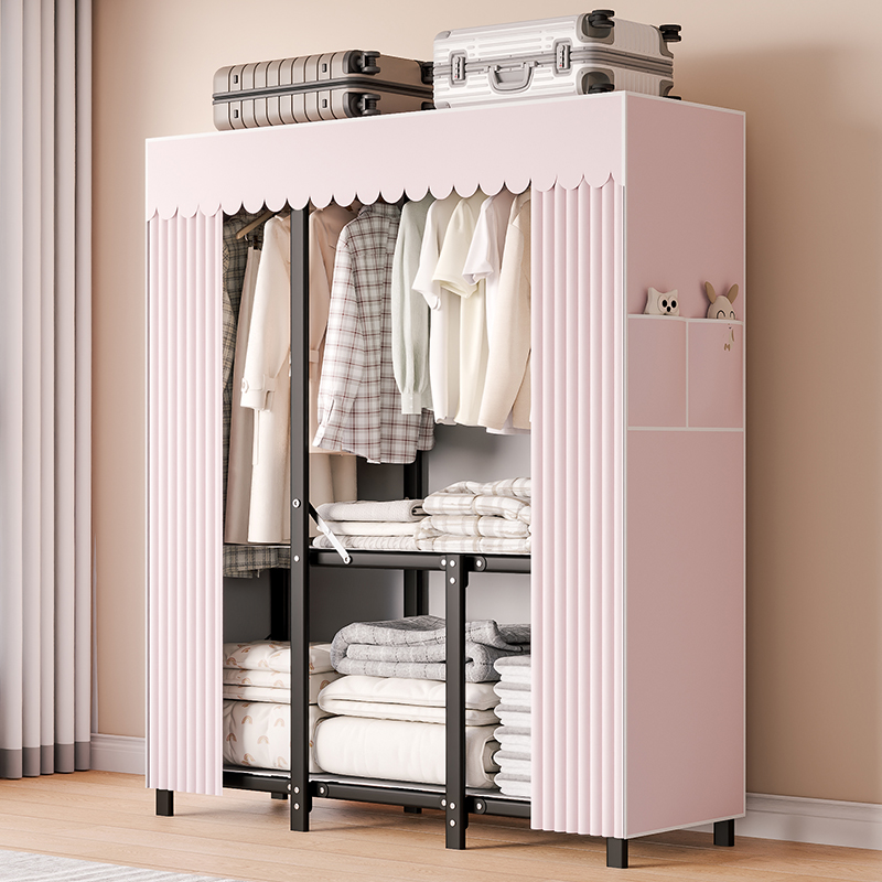 衣柜家用卧室免安装折叠简易布衣柜出租房用全钢架结实耐用布衣柜