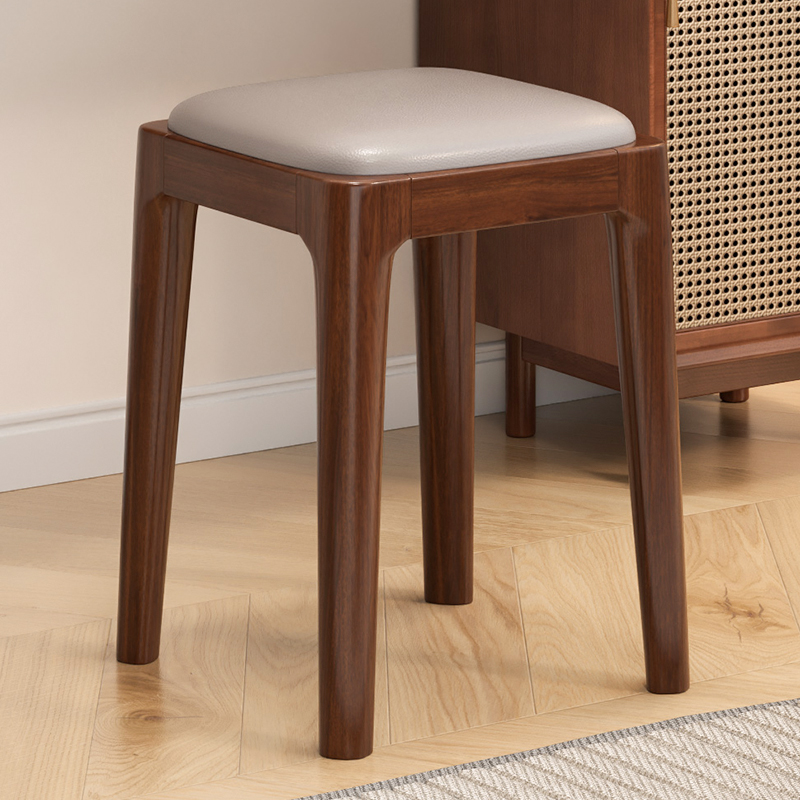 家用可叠放软包板凳实木凳子客厅木头矮凳简约现代小方凳餐桌椅子
