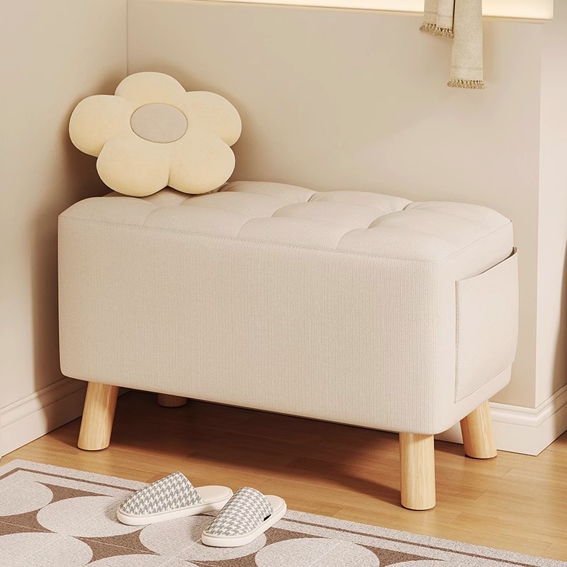 布艺小凳子家用门口换鞋凳实木小