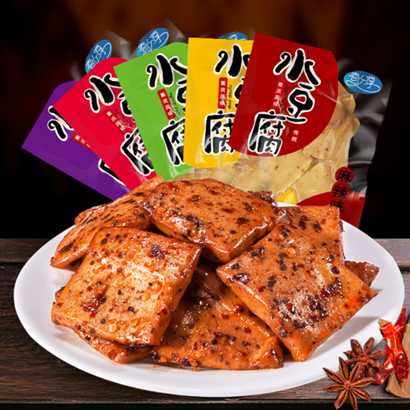 奇爽奇分享水豆腐500g 麻辣豆干零食品 嫩豆腐干 多省满3斤包邮