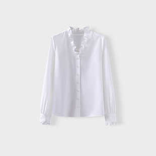 新宠打揽木耳领绽放优雅魅力演绎灵动之女士衬衫 杰哥严选