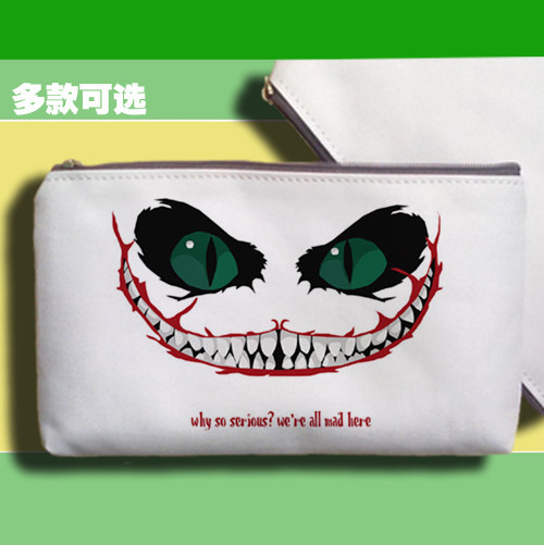 妙妙猫cheshirecat蝙蝠侠小丑万用帆布笔袋零钱手拿手机包收纳袋