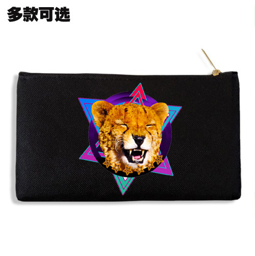 雪豹子猎豹花豹纹爆笑豹笑表情包文具盒帆布手拿零钱手机包收纳袋