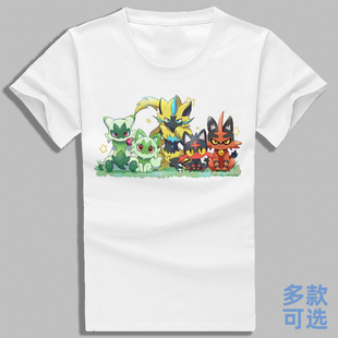 宝可梦朱紫蒂蕾喵捷拉奥拉炎热喵火斑喵上衣服全纯棉短袖T恤衫