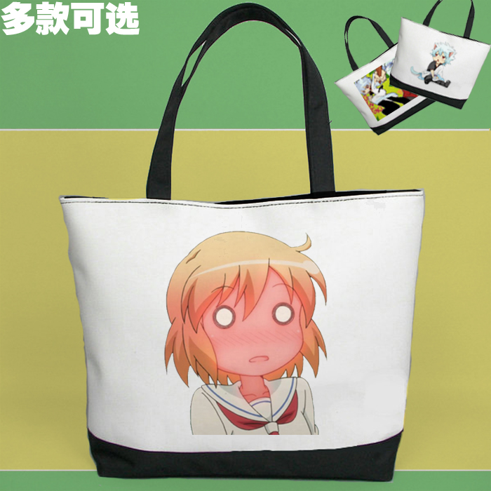 琴浦小姐琴浦春香脸红表情包黑白大拎包单肩手提帆布包挎包