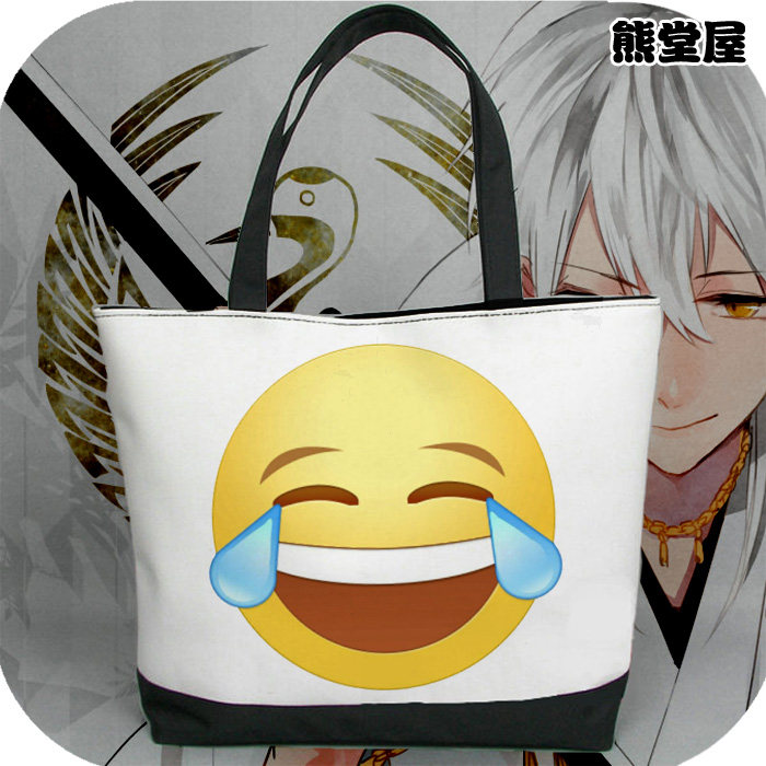 微博表情包doge脸喵喵笑cry魔性笑哭帆布包单肩包黑白包手提袋子