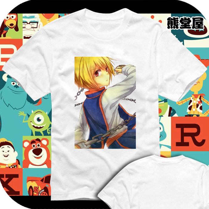 猎人酷拉皮卡火红眼直筒宽松圆领全纯棉半短袖t恤衫上衣服