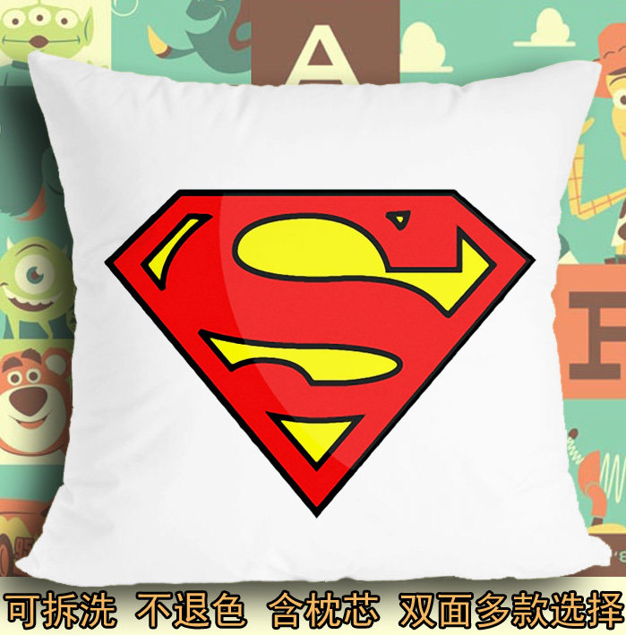 座垫软垫抱枕头毛绒靠垫子超人归来superman正义联盟符号标志logo