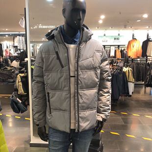 JJ剪标男士冬款后连帽青年白鸭绒羽绒服略修身羽绒服外套夹克