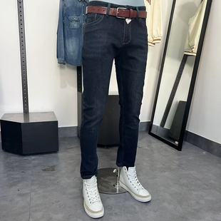 jj男士牛仔裤秋冬简约纯棉弹力略修身显瘦休闲水洗小脚口长裤