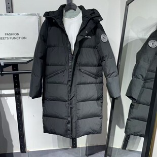 jj剪标新款情侣装男女中长款过膝冬季连帽渐变保暖潮流羽绒服外套