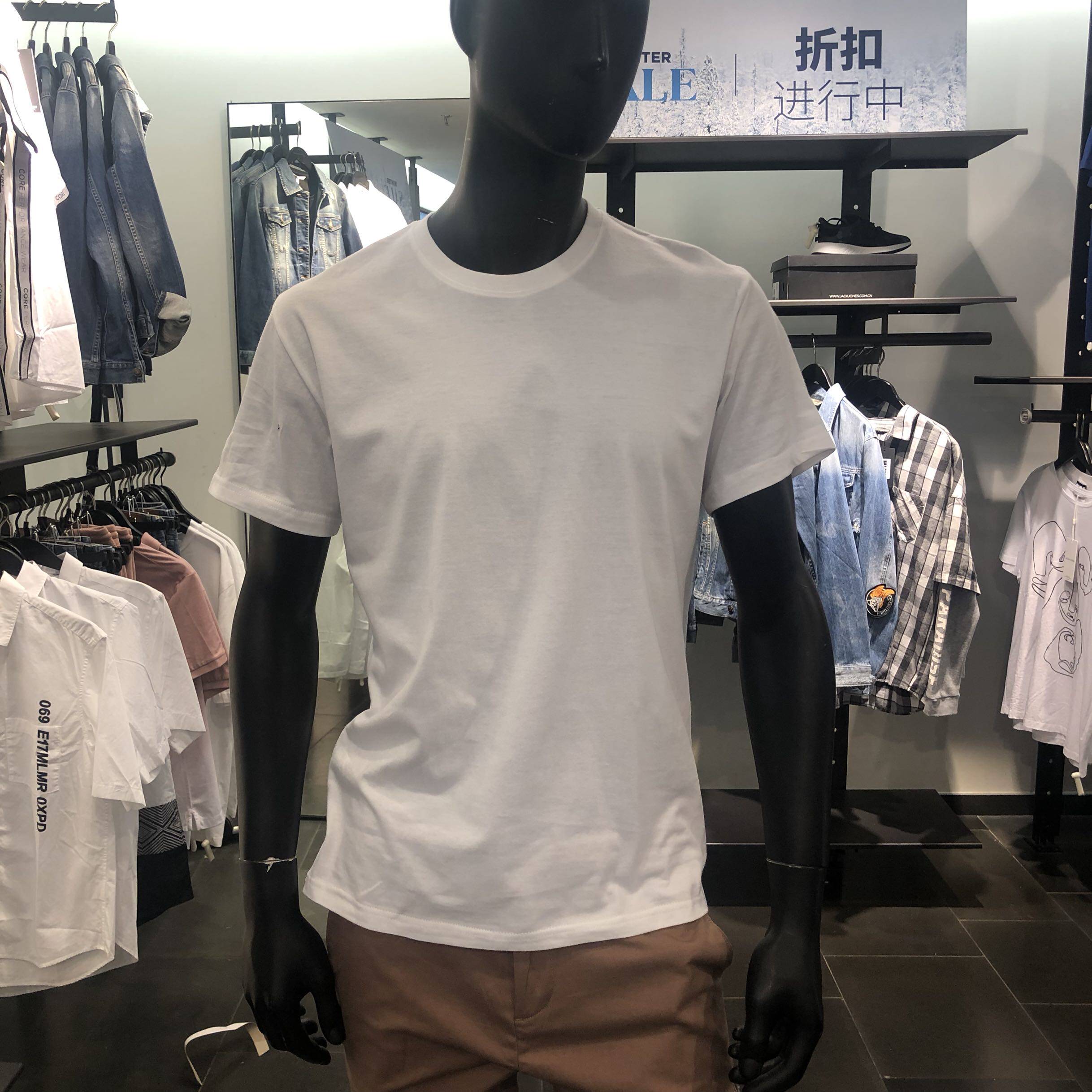 JJ男士夏季纯棉纯色舒适略修身休闲短袖T恤休闲风