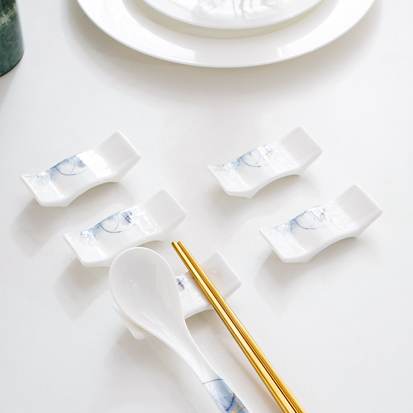 轻奢骨瓷家用筷子架商用勺托筷枕