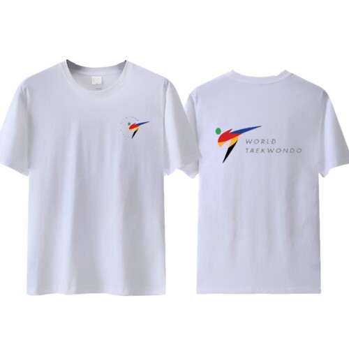 定制新款跆拳道T恤WORLD TAEKWONDO 世界跆拳道练功散打训练服装