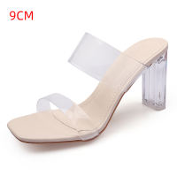 Crystal heel sandals, women's summer outerwear, genuine leather transparent high heels, women's open-toe flip-flops, women's thick heels, small size 313233 thumbnail 3