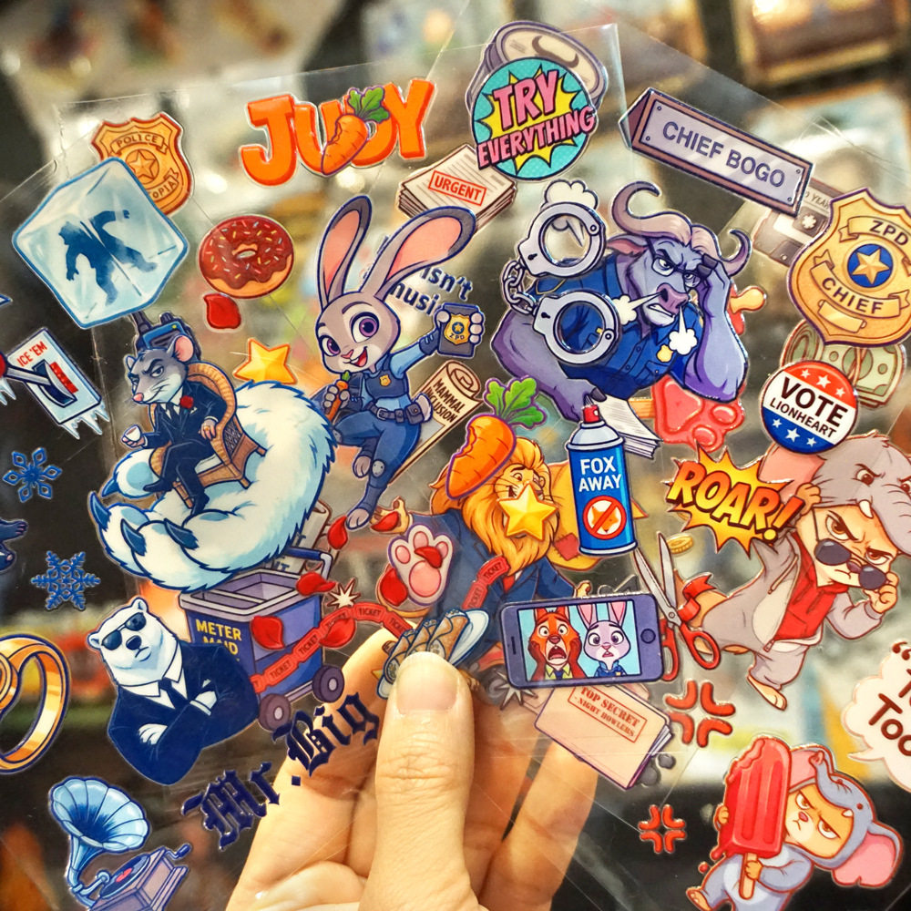 疯狂动物城2水晶标贴纸合集水杯uv转印贴玻璃杯子冰箱金鱼缸贴画