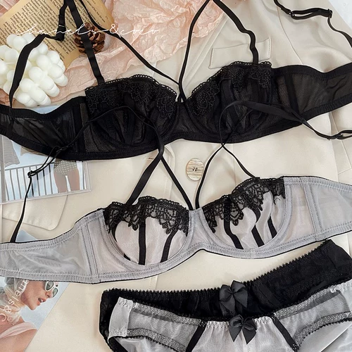 Ультратонкий сексуальный бюстгалтер, ремень, нижнее белье, комплект, бюстгальтер пуш-ап, с вышивкой