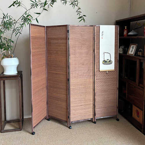 带滑轮可推拉折叠家用屏风隔断