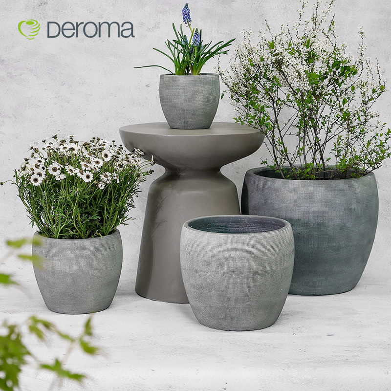 DEROMA帝罗马中古陶盆烟灰色做旧粗陶盆陶盆红陶土粗砂透气手工