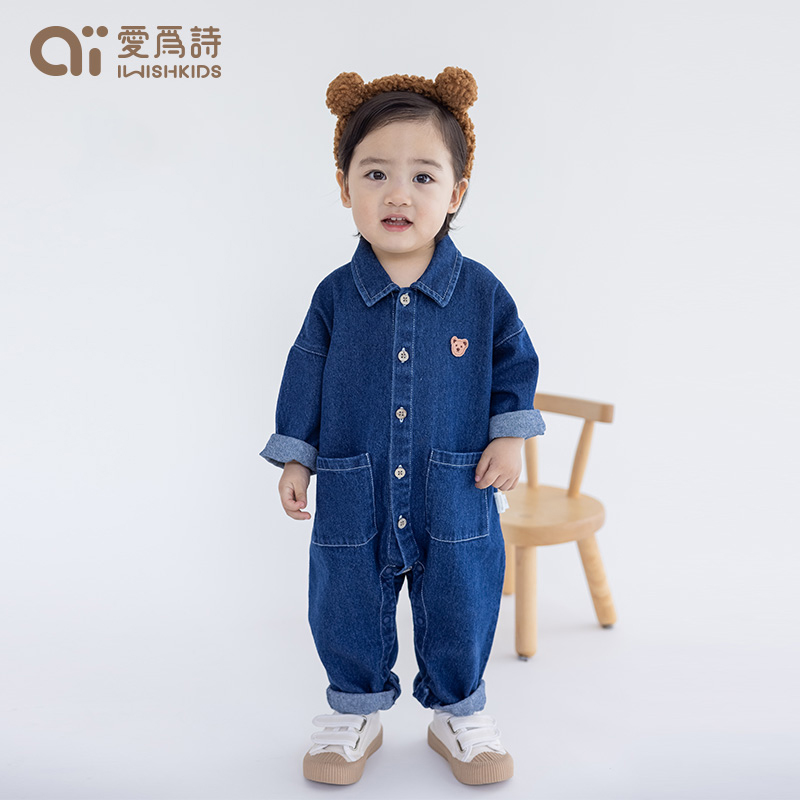 iwishkids 婴儿连体衣春秋纯棉牛仔衣服春秋季新款宝宝哈衣爬服棉 童装/婴儿装/亲子装 连身衣/爬服/哈衣 原图主图