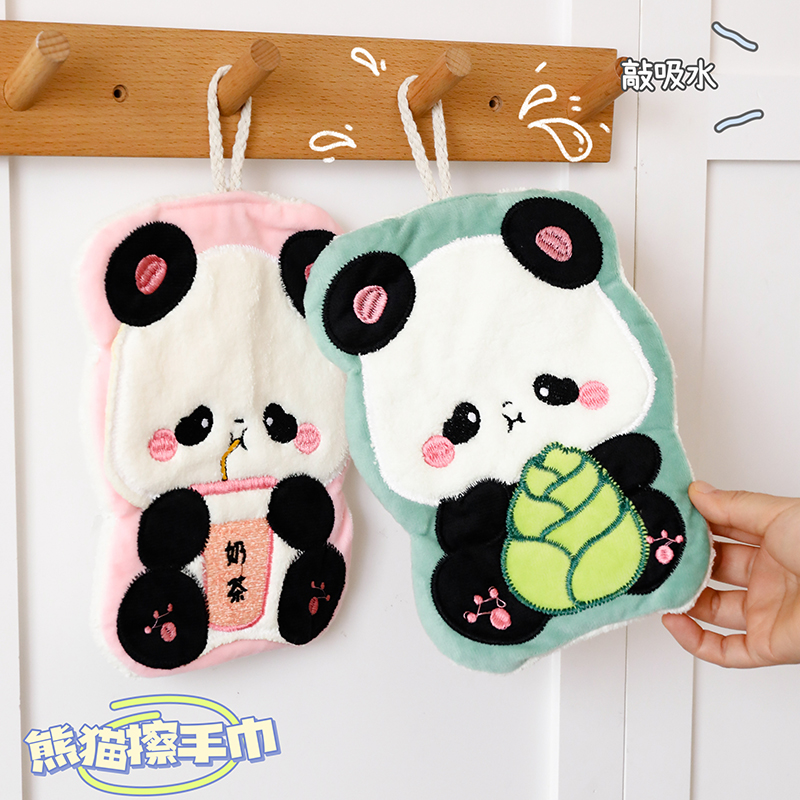 可爱熊猫擦手巾吸水厨房挂式抹布