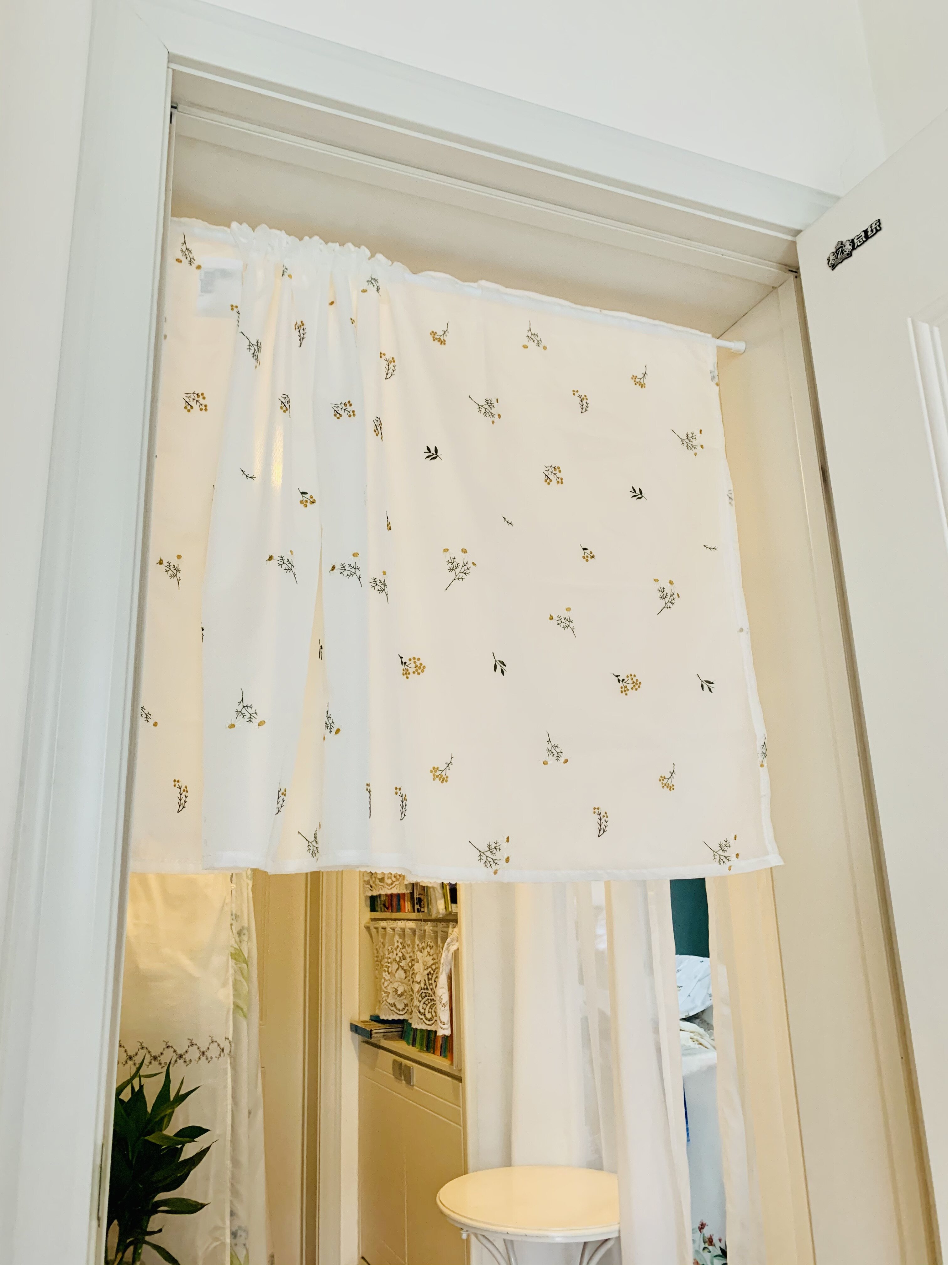 日式田园刺绣双层窗帘短帘半帘卧室厨房隔断挂帘窗纱布艺门帘遮光