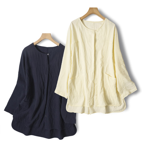 dry silk真丝干丝设计师款解构大码桑蚕丝宽松开衫上衣衬衫女春新