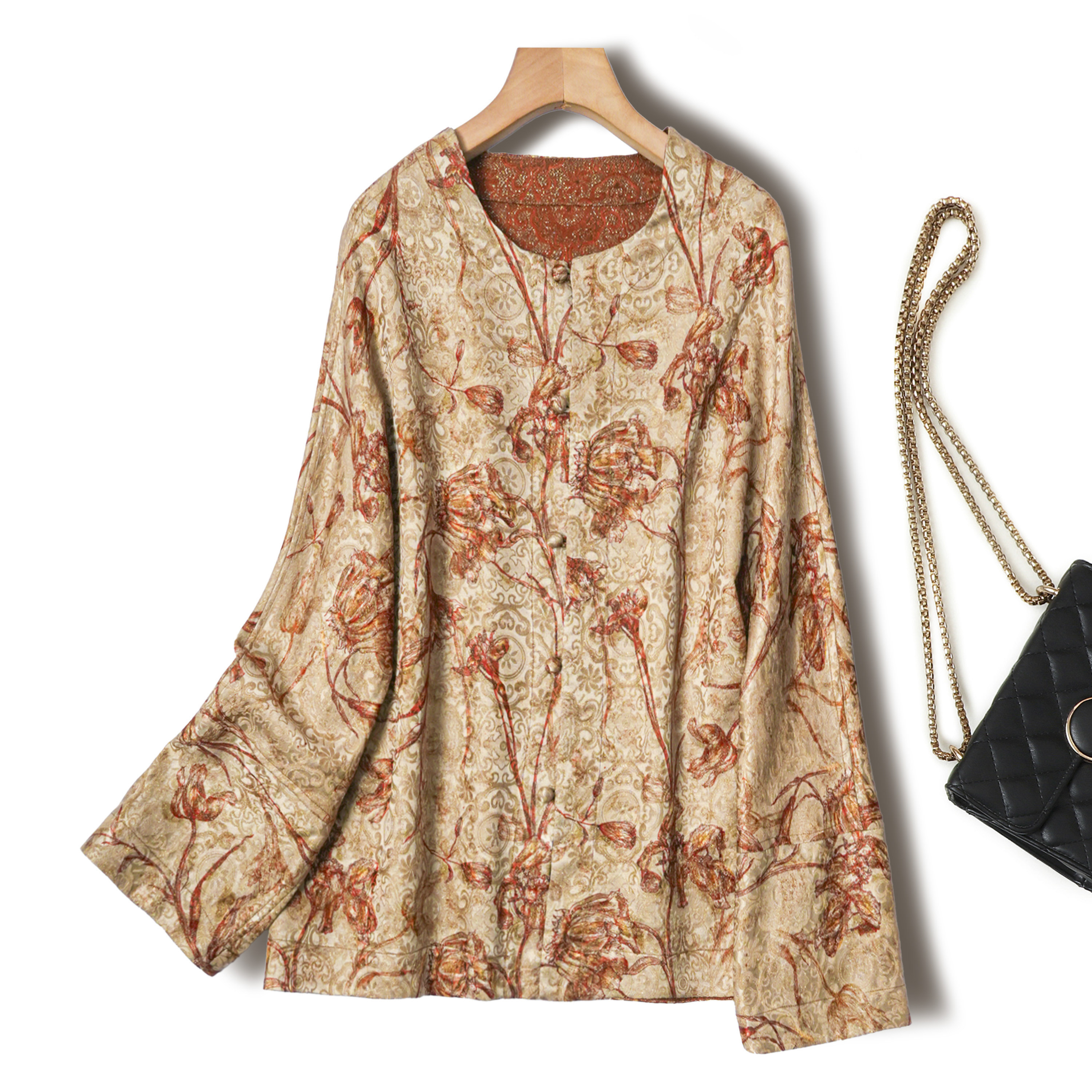 鎏金岁月富家小千金！双穿桑蚕丝羊毛老钱风外套真丝中式圆领开衫,女装/女士精品,短外套,淘宝优惠券,粉丝福利购,淘宝优惠卷