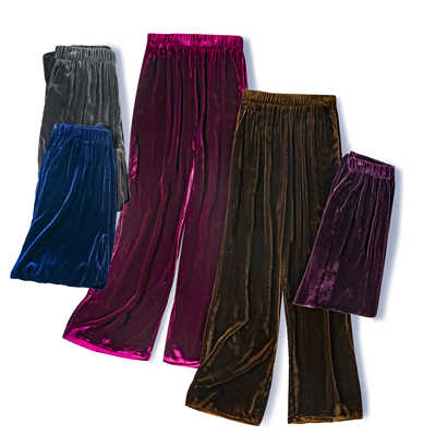 垂感休闲高腰秋款长裤丝绒