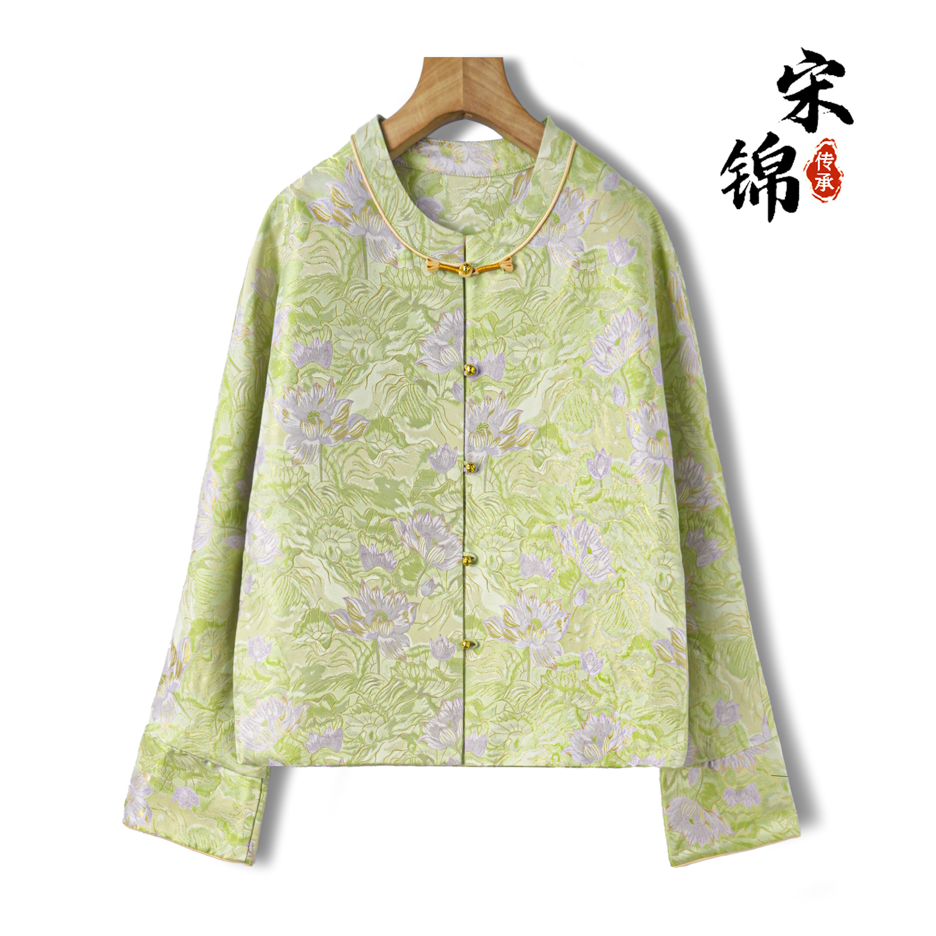 紫翠琉璃桑蚕丝织金宋锦新中式外套女真丝宽松圆领盘扣国风上衣,女装/女士精品,真丝上装,淘宝优惠券,粉丝福利购,淘宝优惠卷