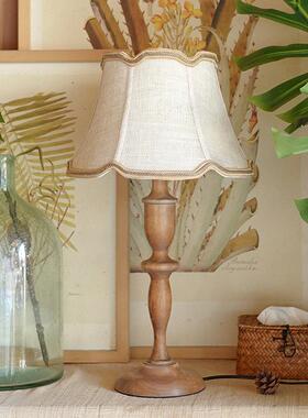 原木侘寂风复古台灯卧室床头灯中古vintag法式新中式客厅氛围感灯