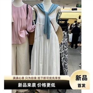 韩国东大门春新款韩版宽松拼接长款慵懒风显瘦百搭吊带连衣裙
