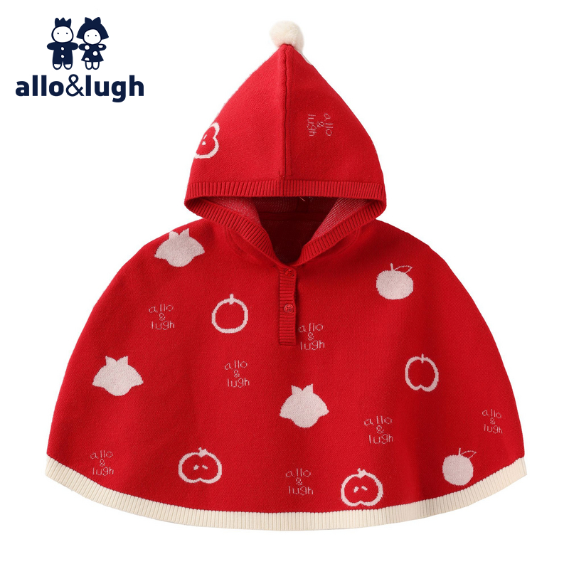 阿路和如2024秋冬新款新中式斗篷外套软糯毛线套头连帽保暖毛衣