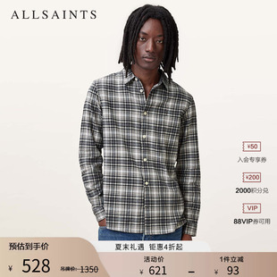 ALLSAINTS男士羊头格纹衬衫修身长袖衬衣2026年夏季男装M021SC