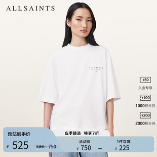 ALLSAINTS女士Logo款 新W136JC T恤宽松五分袖 基础百搭2025年秋季