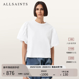 新款 上衣2025年秋季 W031JD 圆领T恤洋气泡泡袖 ALLSAINTS女士个性