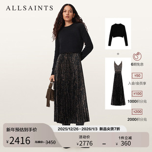 ALLSAINTS女士时尚 针织吊带裙25冬新W174DD 豹纹连衣裙两件套裙装