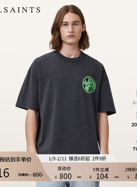 ALLSAINTS男士字母印花T恤宽松短袖上衣2025年秋季男装M041PC