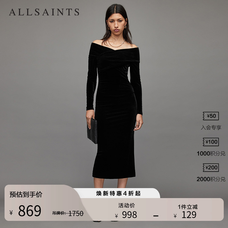 ALLSAINTS女士黑色连衣裙