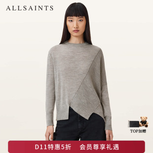 ALLSAINTS女士长袖羊毛衫宽松不规则针织衫2026年秋冬W004KD