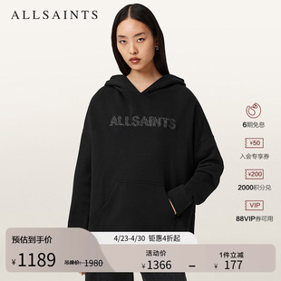 ALLSAINTS女士刺绣连帽卫衣Logo袋鼠兜宽松2026春季W118JD